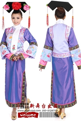 D154清朝清代格格紫色演出服装北京服装租赁