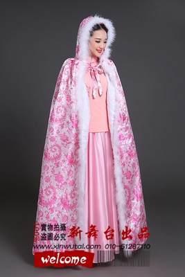 D162古代女子步步惊心系列冬季披肩粉色斗篷演出服装租赁北京服装租赁  