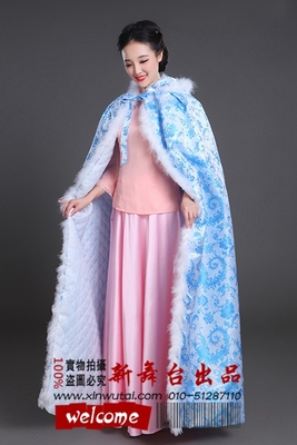 D163古代女子步步惊心系列冬季披肩蓝色斗篷演出服装租赁北京服装租赁  
