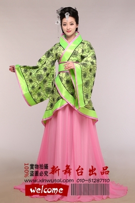 D166汉朝汉代绿衣粉裙演出服装租赁北京租赁服装
